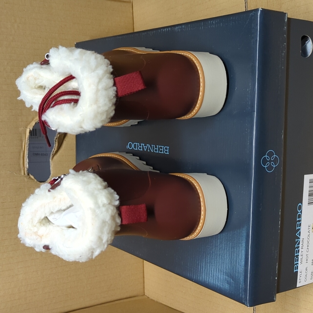 Anthropologie Bernardo Wiley rain Hit Chocolate Rain/winter Boots, Size 8 - Picture 8 of 10